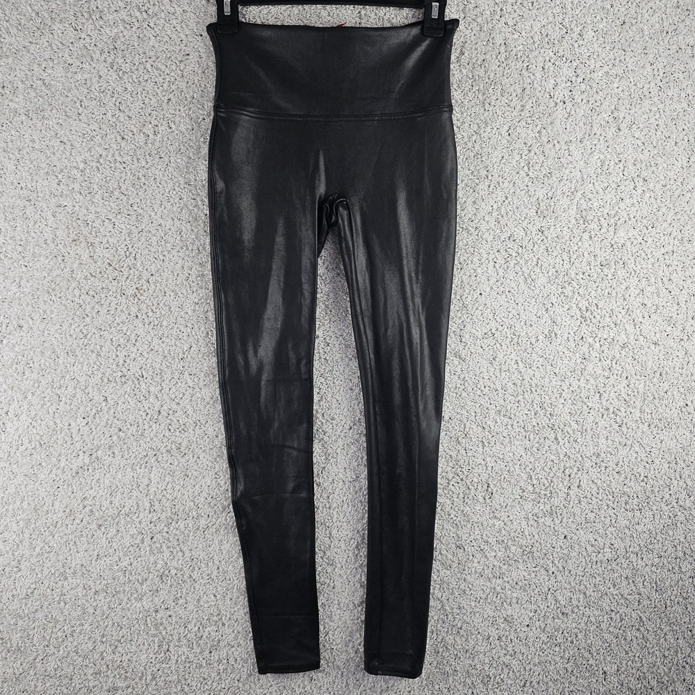 Spanx Sara Blakely Faux Leather Leggings Womens Medium Stretchy Slim Fit